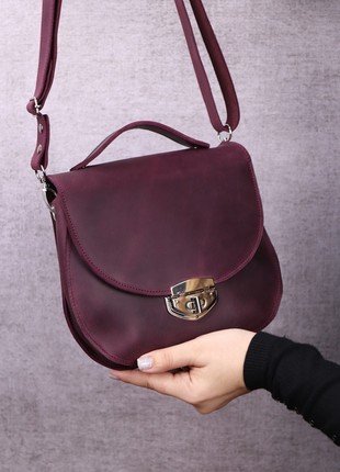 Womens leather top handle bag/ elegant bag briefcase with shoulder strap/ Burgundy - 1017 - A7 photo