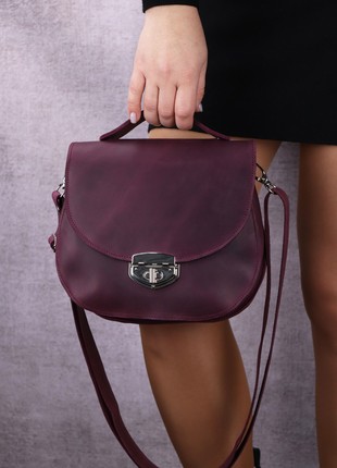 Womens leather top handle bag/ elegant bag briefcase with shoulder strap/ Burgundy - 1017 - A1 photo