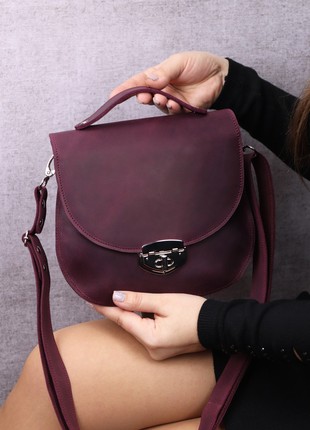 Womens leather top handle bag/ elegant bag briefcase with shoulder strap/ Burgundy - 1017 - A2 photo