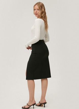 Black midi skirt made of suiting fabric with wool2 photo