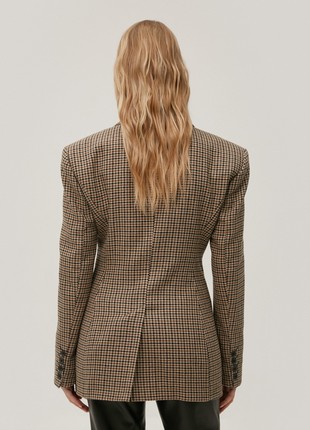 Double-breasted fitted jacket in houndstooth print with wool4 photo