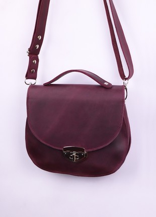 Womens leather top handle bag/ elegant bag briefcase with shoulder strap/ Burgundy - 1017 - A9 photo