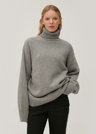 Cashmere grey high neck loose-fit sweater4 photo