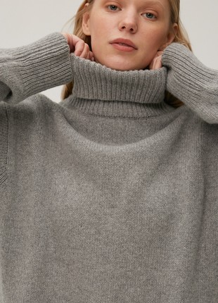 Cashmere grey high neck loose-fit sweater3 photo
