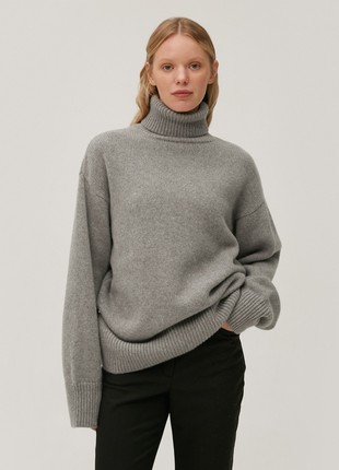 Cashmere grey high neck loose-fit sweater1 photo