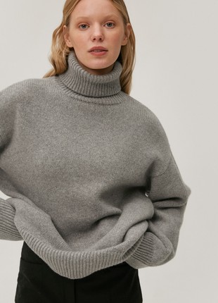 Cashmere grey high neck loose-fit sweater2 photo