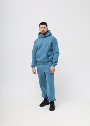 Basic Active Cotton Jogger Pants with Fleece | Azur color | Made in Ukraine | Rebellis4 photo