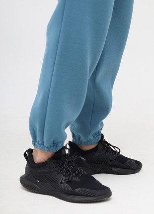 Basic Active Cotton Jogger Pants with Fleece | Azur color | Made in Ukraine | Rebellis2 photo