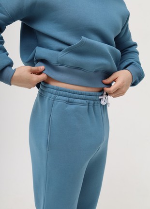 Basic Active Cotton Jogger Pants with Fleece | Azur color | Made in Ukraine | Rebellis3 photo
