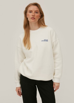 Milky fleece jersey sweatshirt with "Spoiler" print