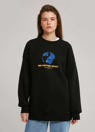 Black jersey sweatshirt with fleece