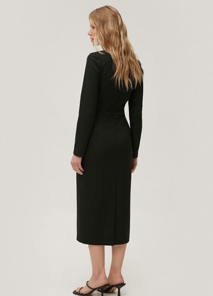 Black midi dress made of suiting fabric with wool4 photo