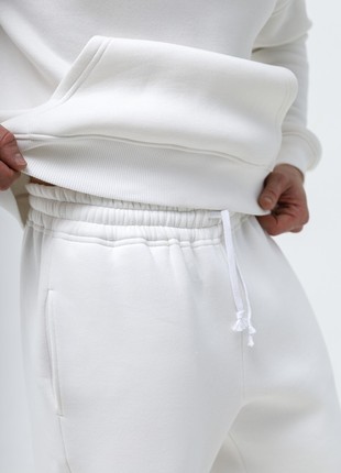 Basic Active Cotton Jogger Pants with Fleece | Milk color | Made in Ukraine | Rebellis2 photo