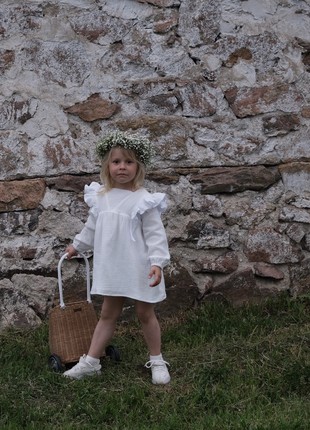 White muslin boho dress for girl8 photo