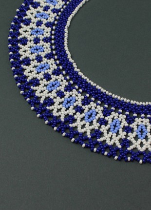 Blue and white beaded necklace3 photo