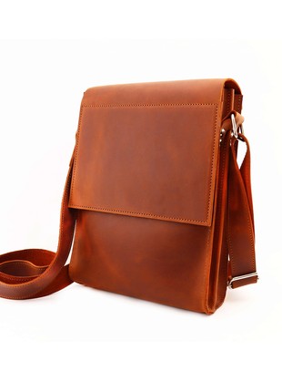 Men's crossbody bag/ Medium shoulder messenger bag with two compartments/ Brown - 10141 photo