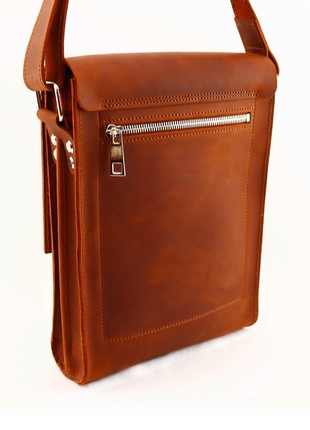 Men's crossbody bag/ Medium shoulder messenger bag with two compartments/ Brown - 10144 photo