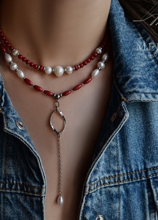 2 in 1 Pearls and coral chokers set1 photo