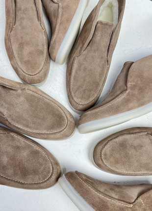 High loafers in cappuccino suede5 photo