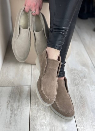 Beige suede high top loafers4 photo