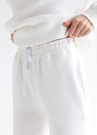 Women's Cotton Jogger Pants with Fleece | Milk color | Made in Ukraine | Rebellis4 photo