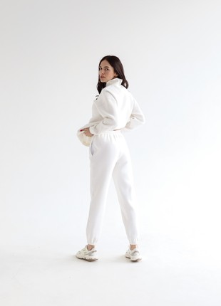 Women's Cotton Jogger Pants with Fleece | Milk color | Made in Ukraine | Rebellis3 photo