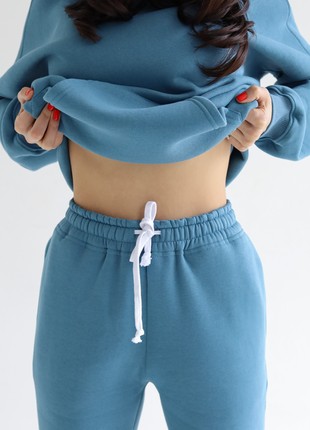 Women's Cotton Jogger Pants with Fleece | Azur color | Made in Ukraine | Rebellis4 photo