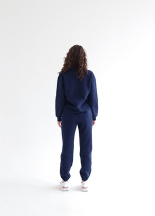 Women's Cotton Jogger Pants with Fleece | Dark blue color | Made in Ukraine | Rebellis6 photo