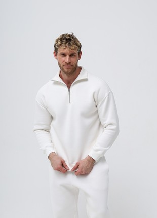 Men's Casual Active Tracksuits with Fleece | Milk color | Made in Ukraine | Rebellis