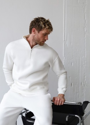 Men's Casual Active Tracksuits with Fleece | Milk color | Made in Ukraine | Rebellis7 photo