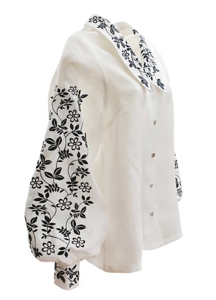 Vyshyvanka shirt with embroidery Floral branches monochrome3 photo