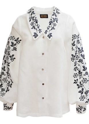 Vyshyvanka shirt with embroidery Floral branches monochrome1 photo