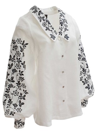Vyshyvanka shirt with embroidery Floral branches monochrome2 photo