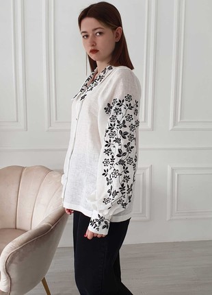 Vyshyvanka shirt with embroidery Floral branches monochrome5 photo