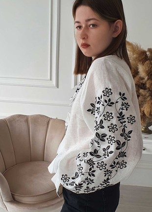 Vyshyvanka shirt with embroidery Floral branches monochrome6 photo