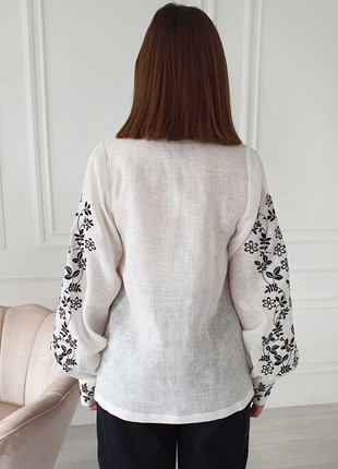 Vyshyvanka shirt with embroidery Floral branches monochrome7 photo