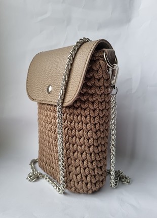 Small Crochet Women Bag with leather4 photo