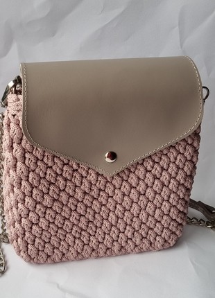Crochet Women Bag with leather4 photo