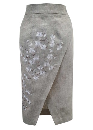 Sakura Branch Embroidered Wrap Skirt