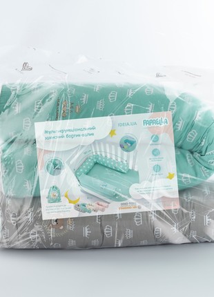Baby Cotton Bed Protection Multifunctional, Crib Bumper set, Nursing Pillow TM PAPAELLA 60x15 cm, 120x15 cm crown mint/crown beige10 photo