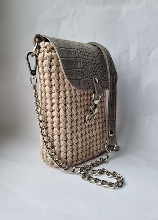 Small Crochet Women Bag with leather5 photo