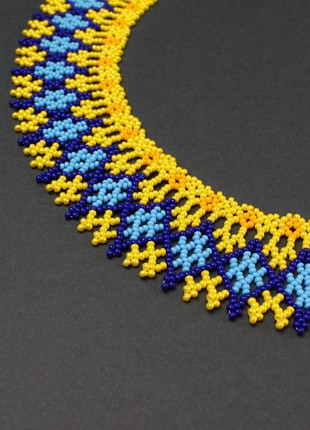 Blue and yellow beaded necklace for woman2 photo