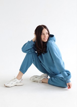 Tracksuits with Fleece - Hoodie and joggers - Azur color - Made in Ukraine - Rebellis5 photo