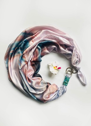 Scarf "Blue ocean of love ,, from the brand MyScarf. Decorated with natural turquoise1 photo