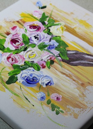 Umbrella with Flowers Acrylic Painting on Canvas4 photo