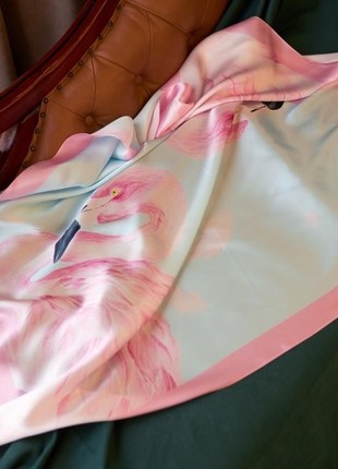 Designer Silk Scarf "Pink Birds of Summer Paradise".