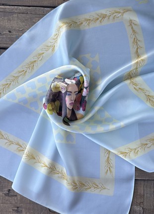 Designer Silk Scarf "Ukrainian Flowers".5 photo