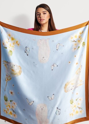 Designer Silk Scarf "Lions & Diamonds".4 photo