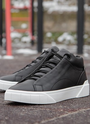 Men's shoes with white soles. Winter sneakers with fur! ED-Ge 583