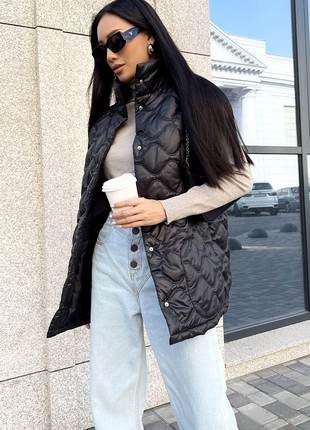 Long women's vest in black color3 photo